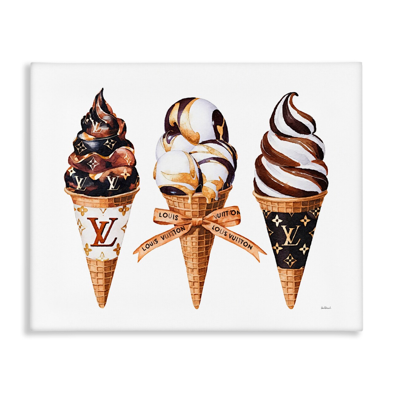 Stupell Industries Chocolate Glam Ice Cream Cones Canvas, design by Amanda Greenwood